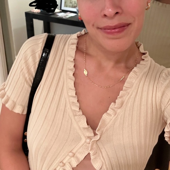 YesStyle Cream Ruffled Cardigan - Picture 5 of 5